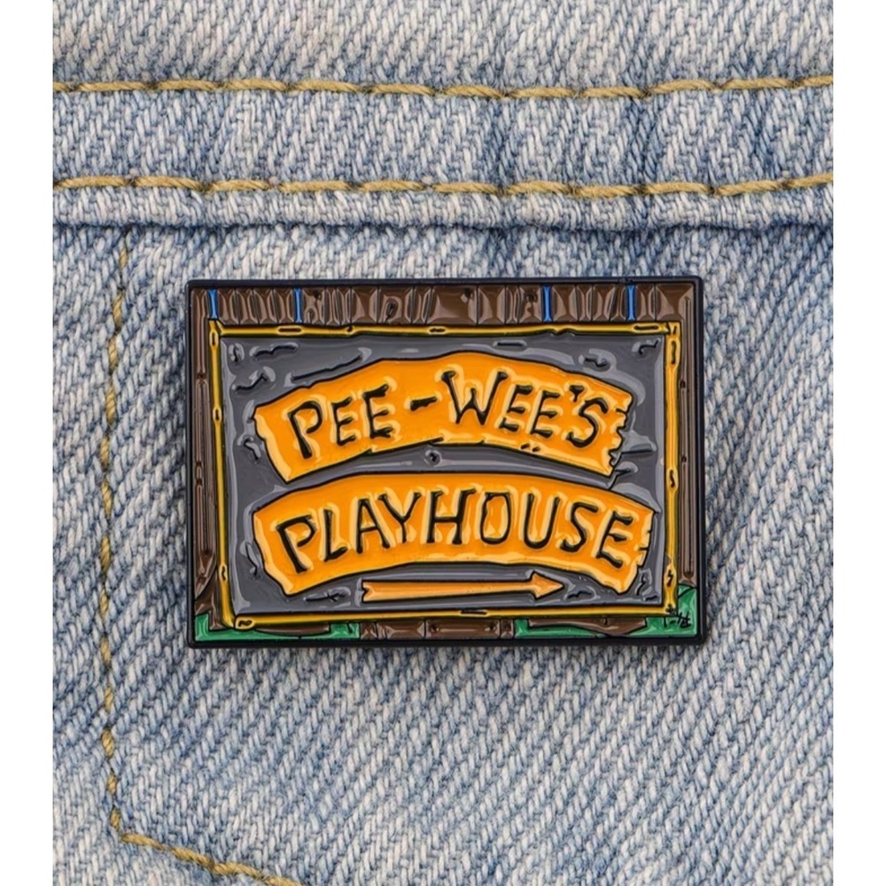 Pee-wee's Playhouse Enamel Pin Retro 80s TV Show Orange Black - Picture 1 of 5